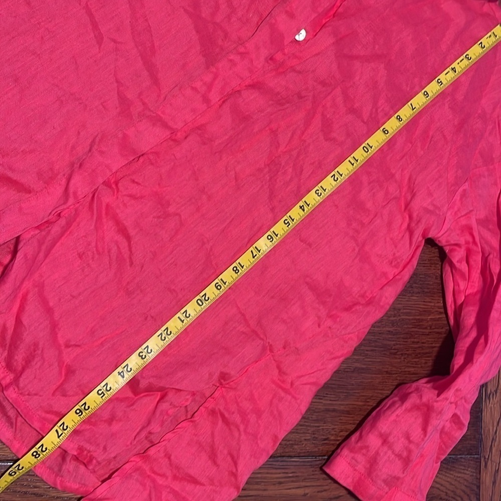 Elliott Lauren bright coral Linen long sleeve button down shirt XL - Picture 8 of 12